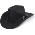 thumbnail image 1 of Sombrero vaquero XuoAZ Western Roll Up Fedora negro para hombre y mujer, 1 of 4