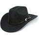 thumbnail image 1 of Sombrero vaquero XuoAZ Western Roll Up Fedora negro para hombre y mujer, 1 of 4