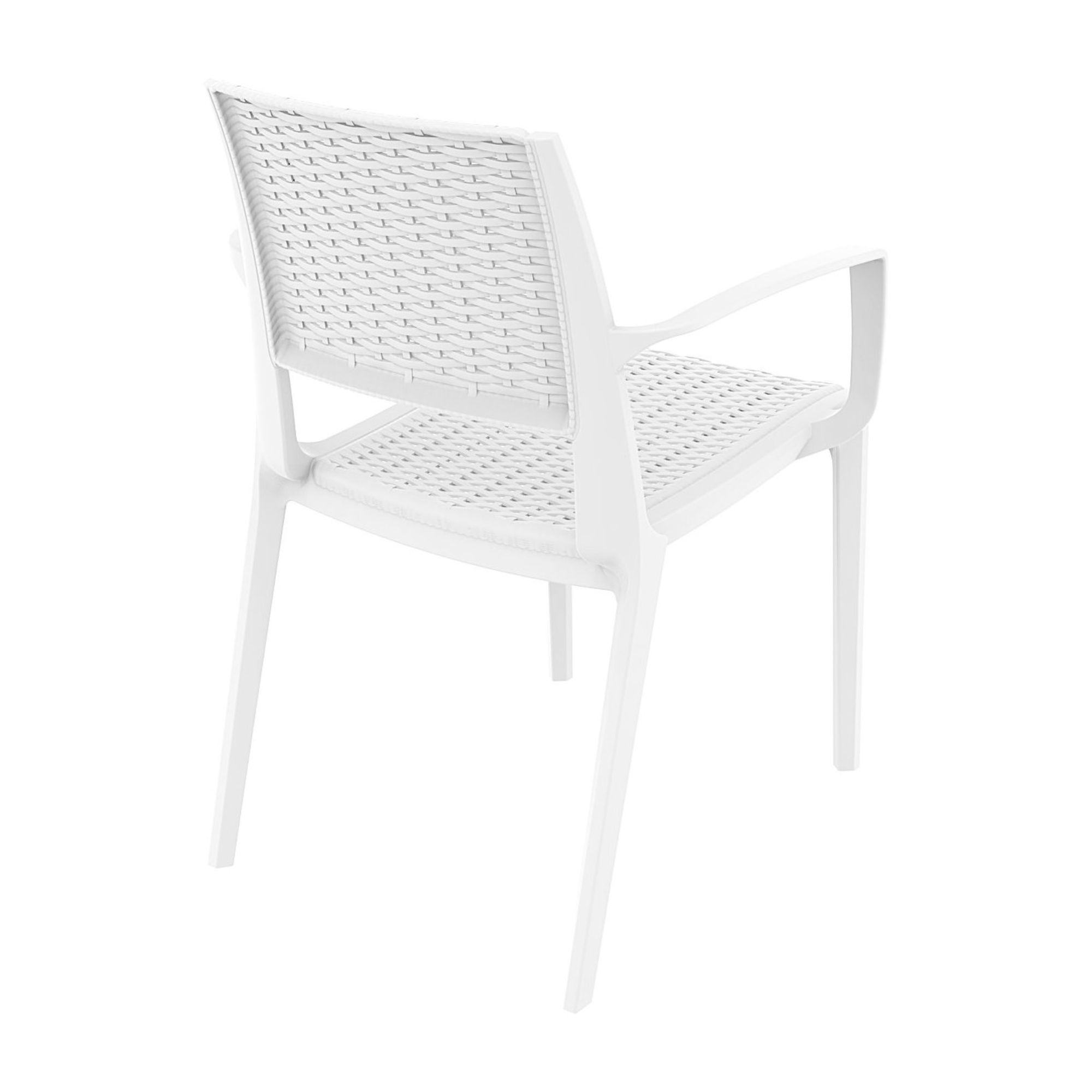 Luxury Commercial Living 32" White Outdoor Patio Wickerlook Dining Arm Chair - image 2 of 9