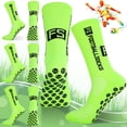 thumbnail image 4 of Hengguang 3 Pcs Non-Slip Soccer Socks, Circular Silicone Grip Football Socks for Men, Breathable Athletic Mid-Calf Socks with Anti-Slip Pads, Fluorescent Green for Training and Games, 7.5-10.5, 4 of 9