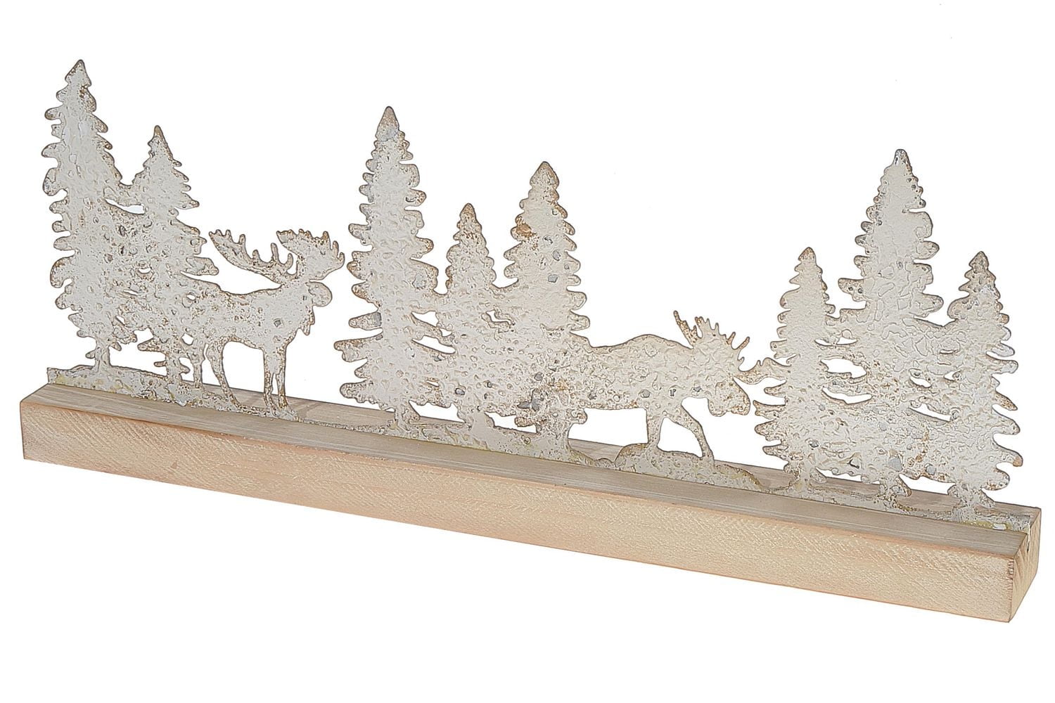 Décor De Table En Forme De Forêt Blanche Et D'Orignal Avec Base En Bois
