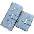 thumbnail image 1 of Bolso de herramientas para mujer, largo y corto, de cuero, con clip para billetes, tarjetero, monedero, hebilla con cremallera, elegante cartera de mano (par) (azul), 1 of 5