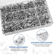 Pop Rivets Assortment Kit 14 SAE Sizes Aluminum Rivets (3/32 1/8 5/32 3/16 1/4) Assorted Blind Rivets with Reinfored Divider & Labeled Case 500 pcs