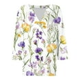 thumbnail image 4 of cocolona Womens 3/4 Sleeve Tops 2025 Fall V Neck Lightweight Shirts Business Casual Work Blouse Fashion Floral Print T-shirts, 4 of 6