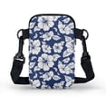 thumbnail image 2 of HELLHERO Adjustable Shoulder Strap Crossbody Sling Bag, Polyester Shoulder Bag for Unisex, Navy White Hibiscus, 2 of 7
