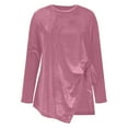 thumbnail image 4 of SwiftWear Women's Casual Velvet Blouse with Bow Tie, Long Sleeve Crew Neck Tunic​ Tops Soft Stretchy Shirt Asymmetrical Side Slit Everyday Wear​ Pink, 4 of 6