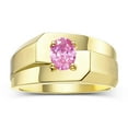 thumbnail image 1 of RYLOS Men's Rings Yellow Gold Plated Silver Ring Classic Solitaire 7X5MM Oval Shape Gemstone Designer Band Pink Ice October Birthstone Rings For Men Size 12, 1 of 5