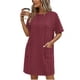 thumbnail image 5 of Mujeres Manga Corta Tops Impresión Casual Cuello Redondo Vendaje Vestido Falda de las Señoras, Vestido de Manga Corta para las Mujeres, 5 of 6