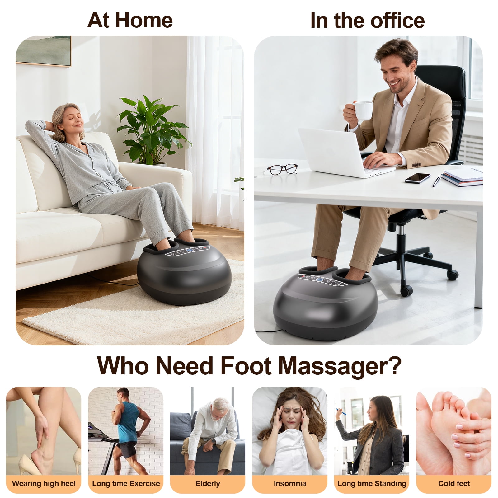 QI-EU Shiatsu Foot Massager with Heat, Plantar Fasciitis Relief Gift for Women Men Fathers Day Gifts