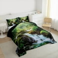 thumbnail image 3 of Manfei Green Jungle Tree Full Size Comforter Sets for Teens, Nature Stream Stone Bedding Comforter Set, Plant Botanical Reversible Bedding Sets, Breathable Home Decor, 3pcs, 3 of 8