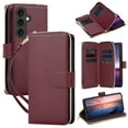 thumbnail image 6 of ShellTech for Samsung Galaxy S25 Plus PU Leather TPU Wallet Case with Credit Card Slots, Cash Pocket, Magnetic Closure, Wrist Strap,Non-Slip Shock-Absorbent Design & Crossbody Lanyard,Winered, 6 of 8