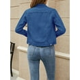 thumbnail image 4 of Luckinbaby Women's Solid Color Denim Jacket, Casual Long Sleeve Button Jean Jacket, 4 of 6