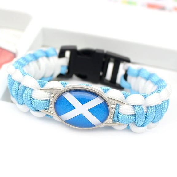 Uijokdef Country Flag Paracord Survival Bracelet, Color Woven Design, 8-10 Inches Length, Alloy Metal Buckle
