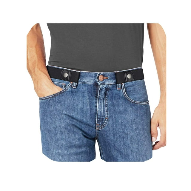 Whippy Cinturón Elástico Sin Hebilla Para Hombres De 1.38 Pulgadas De Ancho, Cinturón Elástico Invisible Sin Hebilla Para Pantalones Vaqueros (Negro Tamaño Pequeño 30-48 Pulgadas)