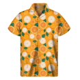 thumbnail image 4 of Camisa hawaiana con estampado 3D de fruta del dragón y naranja y plátano para hombre, blusa hawaiana de manga corta con solapa y botones para playa de verano, 4 of 5