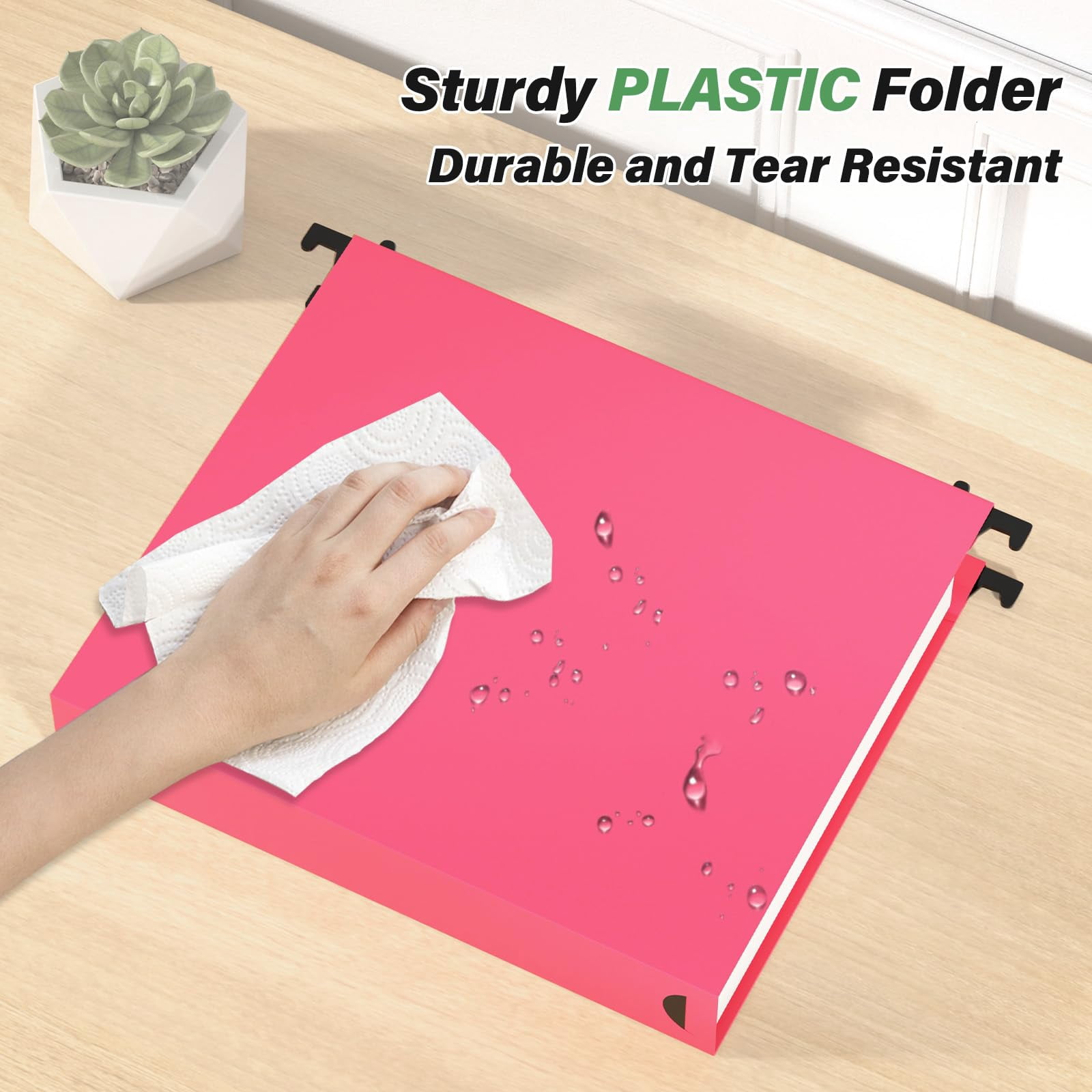 Extra Capacity Plastic Hanging File Folder Letter Size Heavy Duty 2" Expansion With Tabs 12 Pack Reinforced Organizer Filing Cabinet Folders For Office Bulk Files