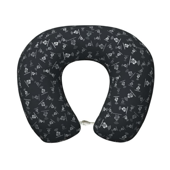 Easygdp Wireless Antenna Icon Travel Pillow Memory Foam, Head Neck Support Airplane Pillow for Traveling, Car, Home, Travel Neck Flight Pillow