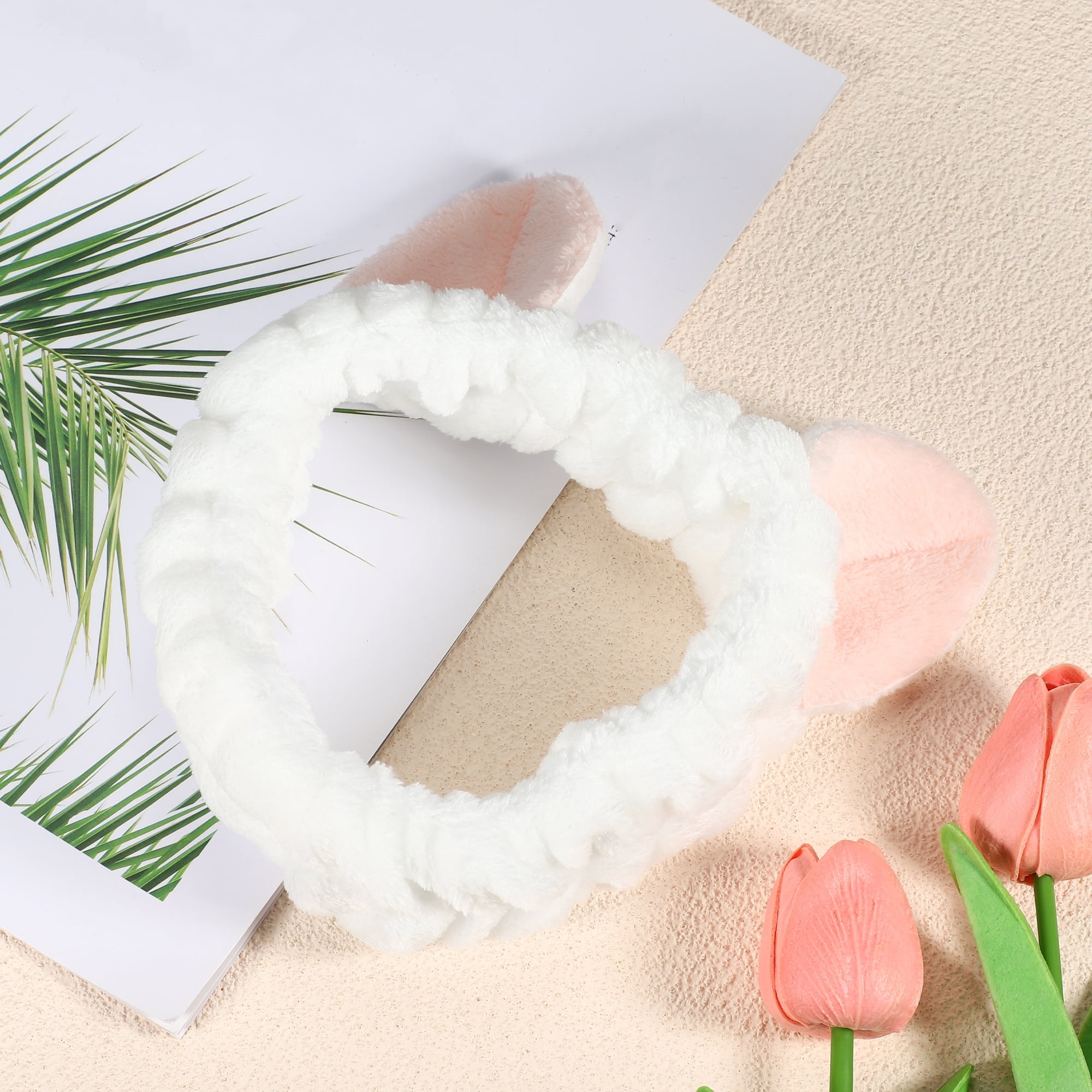 Unique Bargains Cute Cartoon Cat Ears Headbands for Women 7.09"x6.50"  1 Pc White