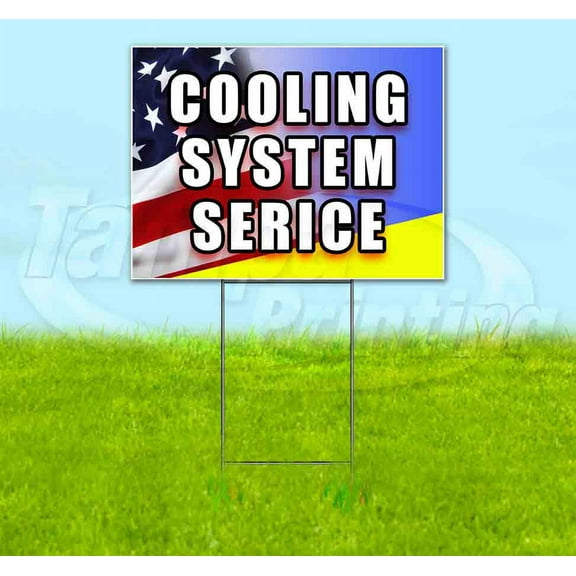 Cooling System Service (18" x 24") Yard Sign, Includes Metal Step Stake