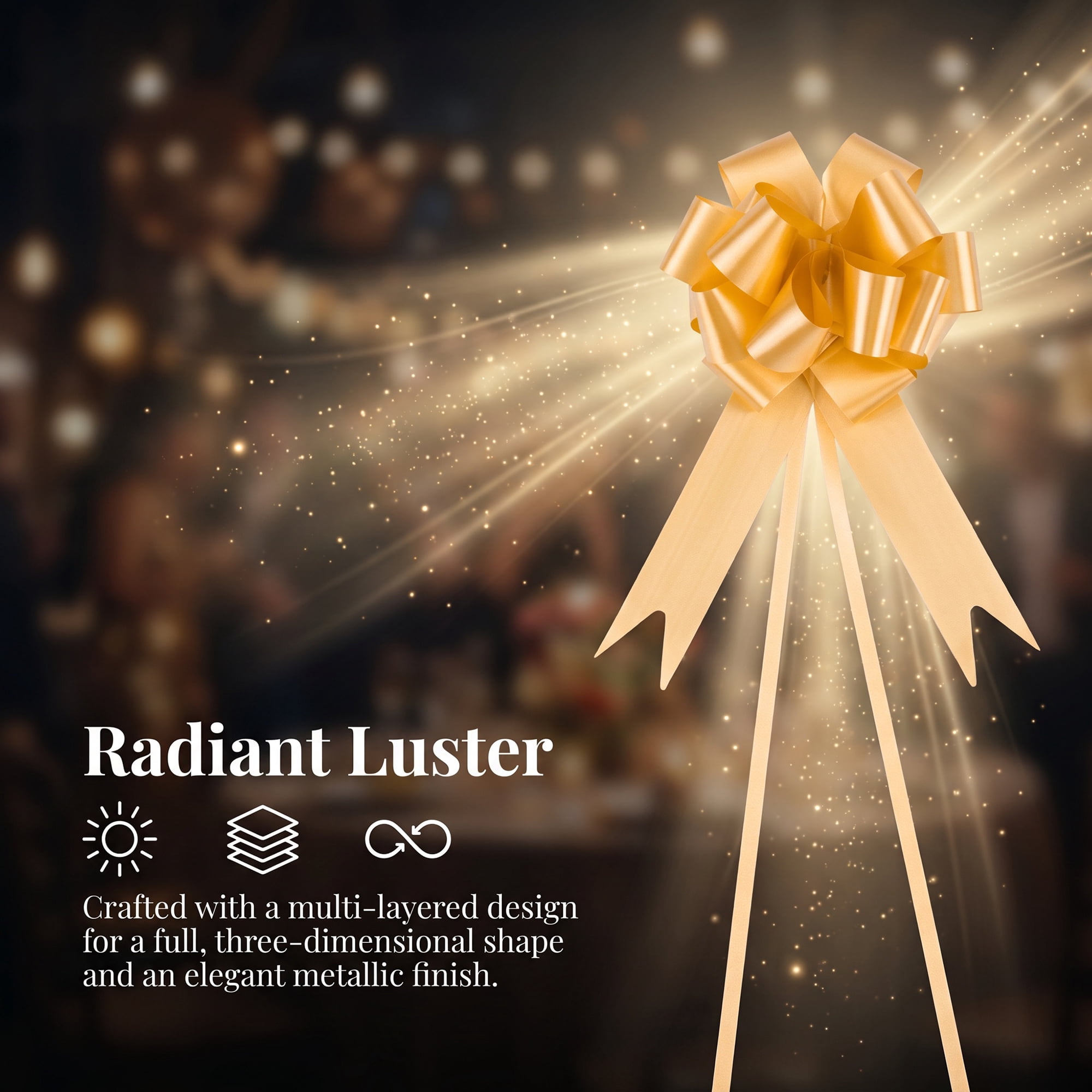 Unique Bargains Crush-Resistant Metallic Bows for Gift Wrapping and Decoration Gold