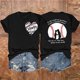 thumbnail image 3 of Camisetas de Manga Corta para Mujeres Beisbol Amor Doble Cara Impresión Cuello Redondo Camiseta, Top de Verano Casual, 3 of 3