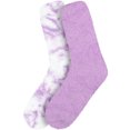 thumbnail image 2 of BambooMN Women's Girl Fuzzy Warm Fluffy Tie-Dye Colorful Fun Crew Socks - Amethyst - 2 Pairs, 2 of 6
