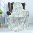 thumbnail image 4 of Teal and White Soft Flannel Fleece Throw Blanket, Pastel Colored Grunge Looking Feathers Flying Bohemian Ethnic, Cozy Plush for Indoor and Outdoor Use, 50" x 70", Teal Dark Blue White, by Ambesonne, 4 of 5
