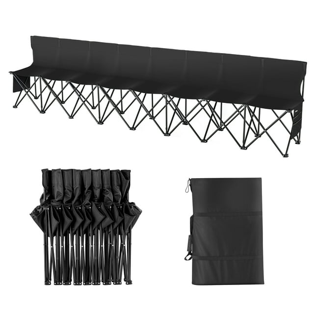 VEVOR Banc de Sport Pliant Portable à 8 Places Chaise de Camping Extérieure avec Sac de Transport