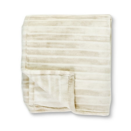 Better Homes & Gardens Ultra Plush Velvet Printed Throw Blanket, Beige, Oversized Throw