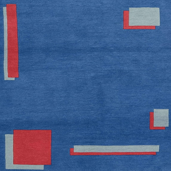Ahgly Company Indoor Square Abstract Sapphire Blue Area Rugs, 8' Square