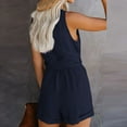 thumbnail image 3 of Puntoco Clearance Womens Casual V Neck Bow Pocket Sleeveless Shorts Wide Shorts Jumpsuits Rompers Navy 10(XL), 3 of 4