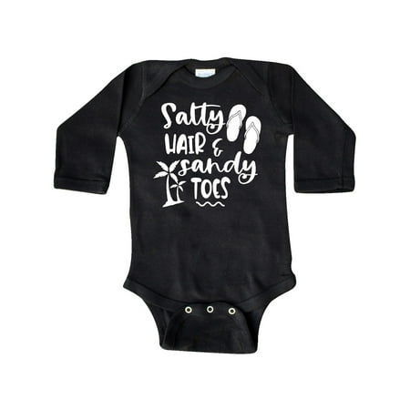 

Inktastic Spring Break Salty Hair and Sandy Toes with Sandals Gift Baby Boy or Baby Girl Long Sleeve Bodysuit