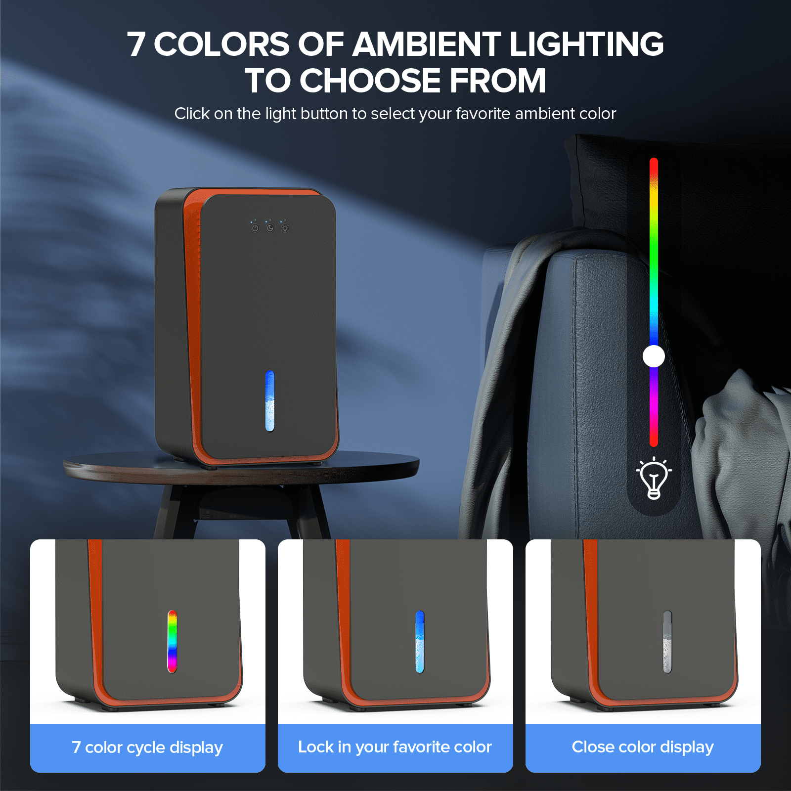 GOOVI Dehumidifier for Home 1000 sq. ft Auto Shut Off Small Dehumidifiers for Basement, Bathroom, Bedroom, with 7 Colors LED Light Built-in Aromatherapy Diffuser
