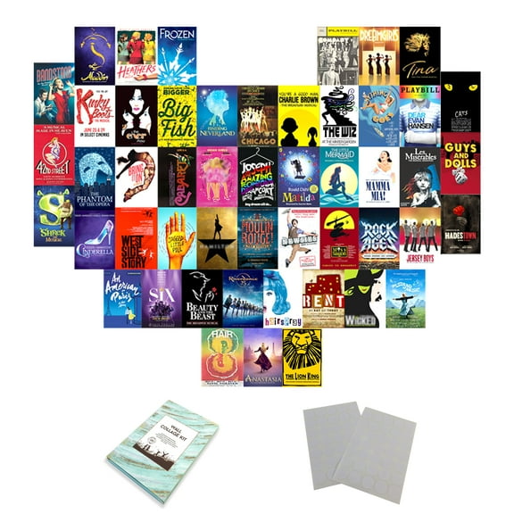 Broadway Posters 50PCS Musical Poster Wall Collage Kit Classic Show Wall Art Aesthetic Room Decor for Teen Girls Classroom Movie Theater Decor-4"x6"