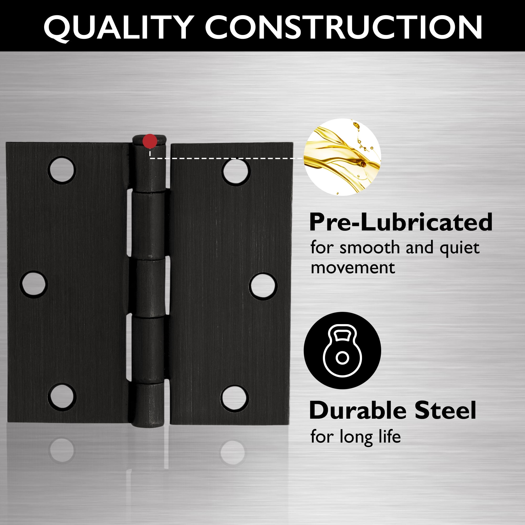 Design House 3-Pack 3.5" x .125" x 3.5" Square Butterfly Interior/Exterior Door Hinges, Oil Rubbed Bronze