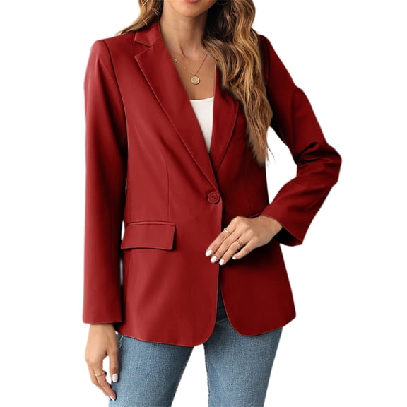 Womens Solid Color Casual Blazers Open Front Long Sleeve Work Office Jackets Blazer Coat