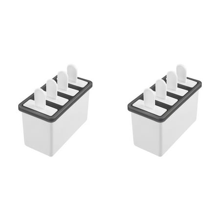 

2pcs 4 Cavities Ice Mold Maker Ice Cream Popsicle Mold Trays Reusable Plastic Mold