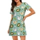thumbnail image 1 of Easygdp Chicken Laying Eggs Camisón de manga corta para mujer, informal, estampado, 1 of 6