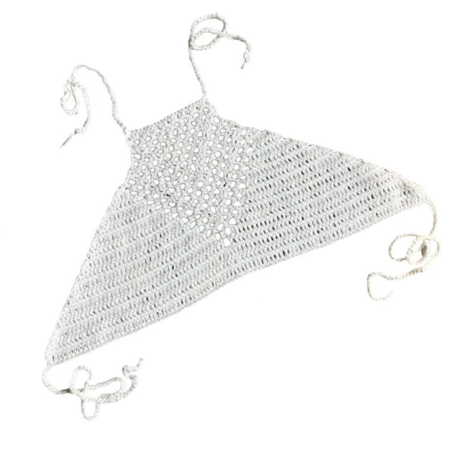 Haut de Bikini Boho en Crochet Ajouré pour Femmes, Soutien-Gorge de Bain Dos Nu pour la Plage