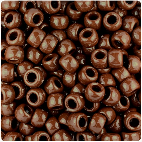 BeadTin Chocolate Opaque 9mm Barrel Pony Beads (500pc)