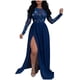 thumbnail image 1 of Gibobby Vestidos de fiesta largos elegantes Mujeres Sexy Color sólido Sin mangas Halter Back Open Back Lentejuelas Encaje Lentejuelas Split Vestido(Azul,CH), 1 of 5