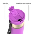 thumbnail image 3 of Contigo 24 oz DualSip Stainless Steel Leak-Proof Insulated Water Bottle with Straw or Sip Lid and Carry Strap, Purple/Champagne, 3 of 7