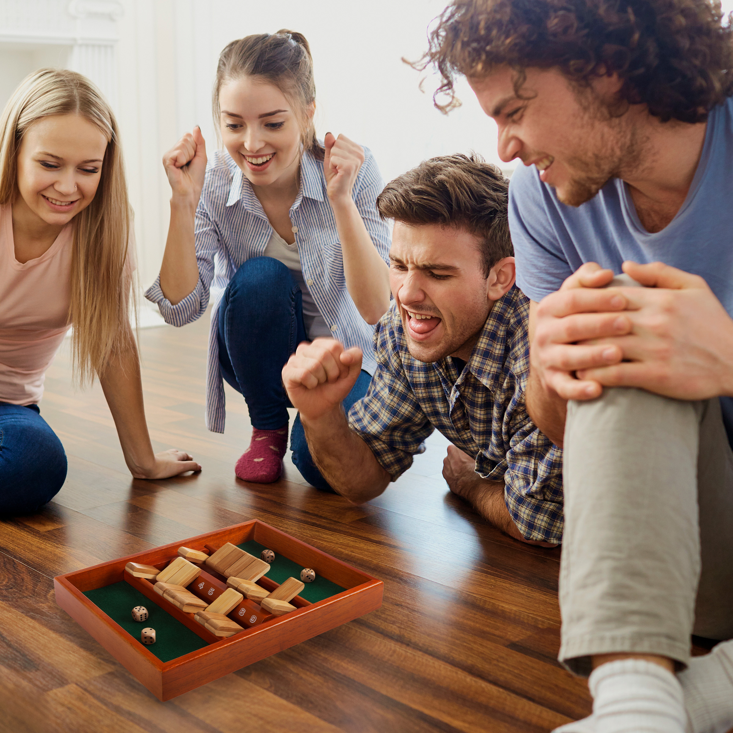 Shut the Box Game-Classic 9 Number Wooden Set with Dice included by Hey! Play!