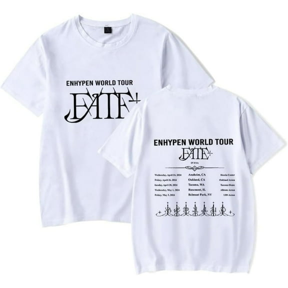 Enhypen Fate Plus World Tour 2025 T-shirt unisex short sleeved round neck fashionable printed top
