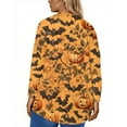 thumbnail image 3 of Abcomgle Halloween Shirts for Women Plus Size Cute Vintage Pumpkin Bat Graphic T Shirts for Women Crewneck Long Sleeve Tee Top for Women Fall Fashion Halloween Womens Clothing,3XL, 3 of 4