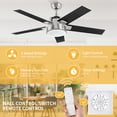 thumbnail image 5 of DWVO 52in Modern Ceiling Fan with Light, Quiet Reversible Motor, Dimmable LED 3-Color, 6-Speed 5 Blades Memory Function for Bedroom Living Room Patio Indoor Outdoor,black, 5 of 8