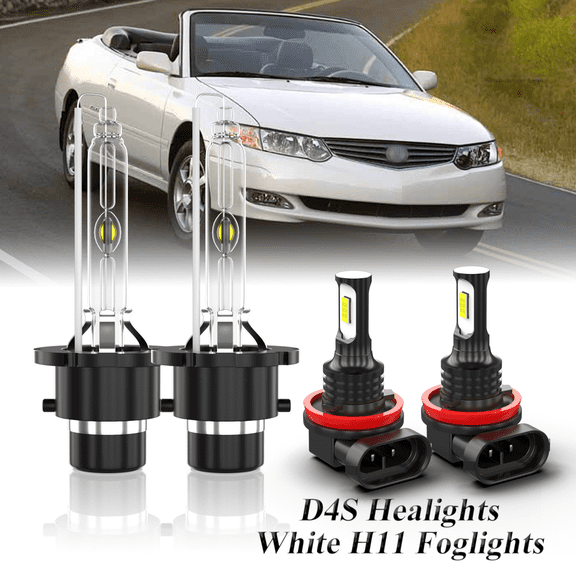 For 2007 2008 Toyota Solara White Front HID Headlight High-Low LED Fog Light Bulbs