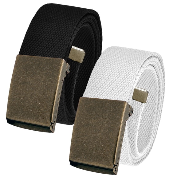 Men's Cut to Fit Waist Size Up to 50" Casual Outdoor 2 Belt Pack with Antique Brass Flip Top Buckle