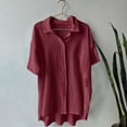 thumbnail image 5 of LEKODE Cotton Linen Short Sets 2 Piece Button Down Short Sleeve Shirts Cute Shorts Beach Vacation Lounge Matching Outfits Wine M, 5 of 6