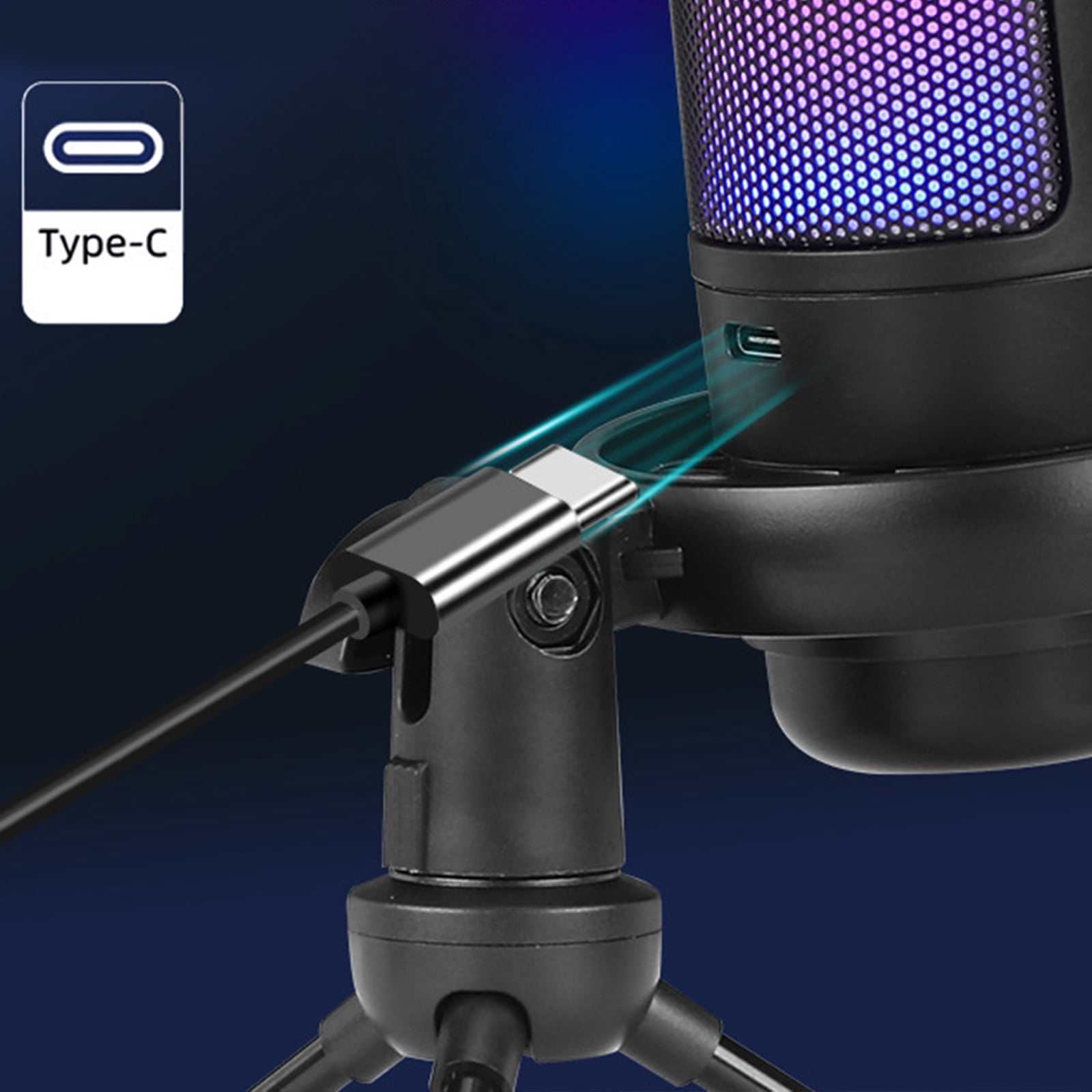 USB Condenser Microphone 192kHz Adjustable Lighting for Gaming and Streaming Podcasting Live Singing Mic Computer Mic